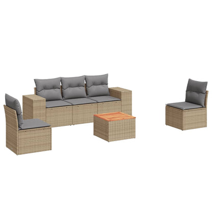 Salon de jardin avec coussins 6 pcs beige résine tressée