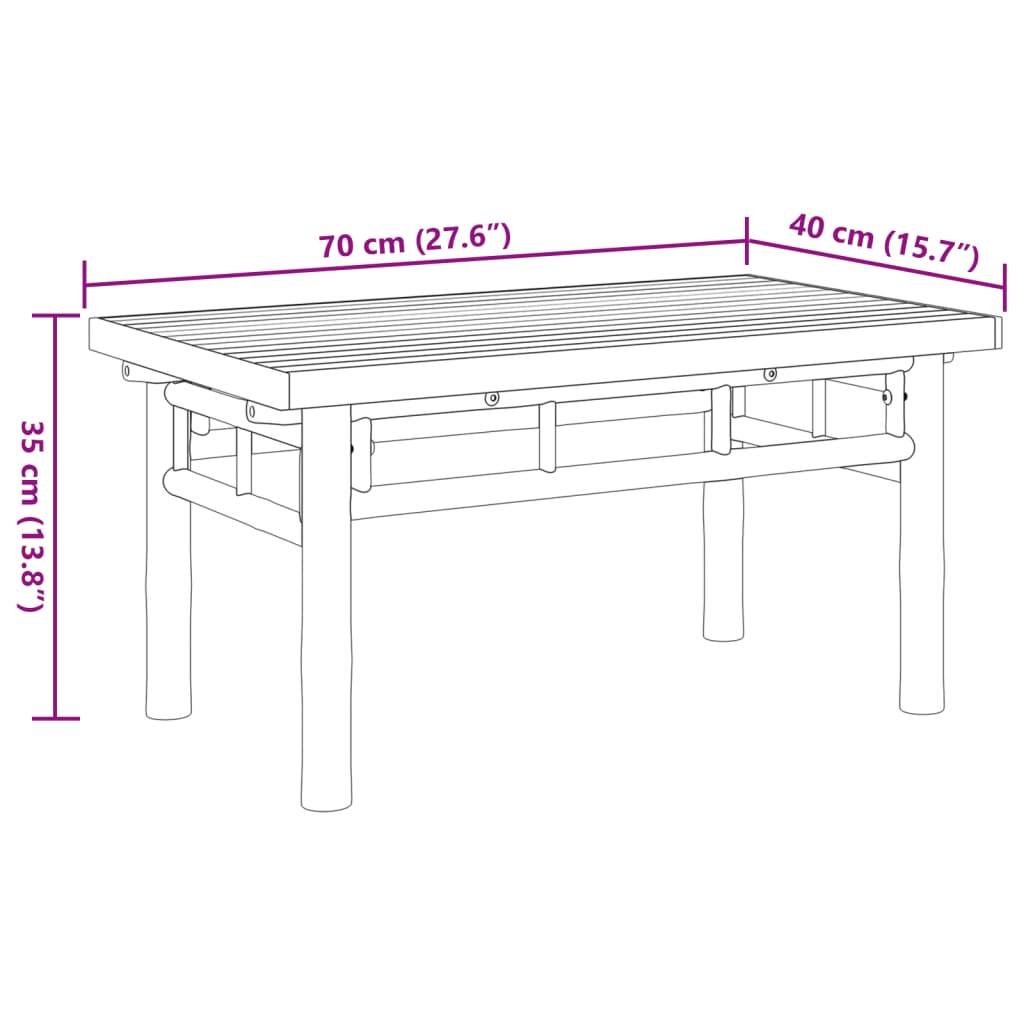 Table basse 70x40x35 cm bambou