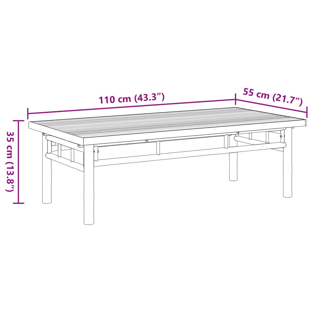 Table basse 110x55x35 cm bambou