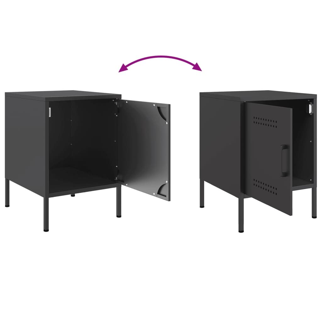 Tables de chevet 2 pcs noir 36x39x50,5 cm acier