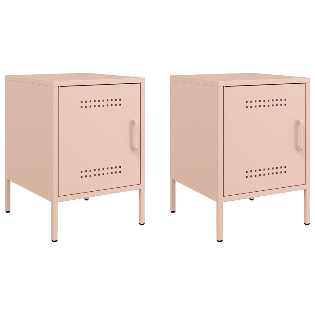 Tables de chevet 2 pcs rose 36x39x50,5 cm acier