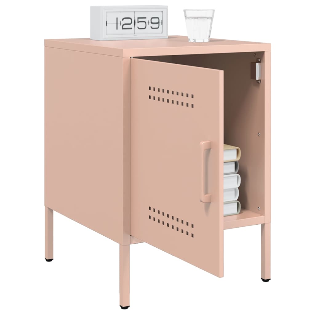 Tables de chevet 2 pcs rose 36x39x50,5 cm acier