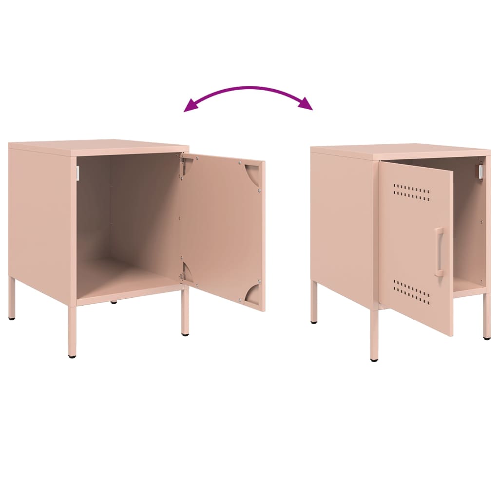 Tables de chevet 2 pcs rose 36x39x50,5 cm acier