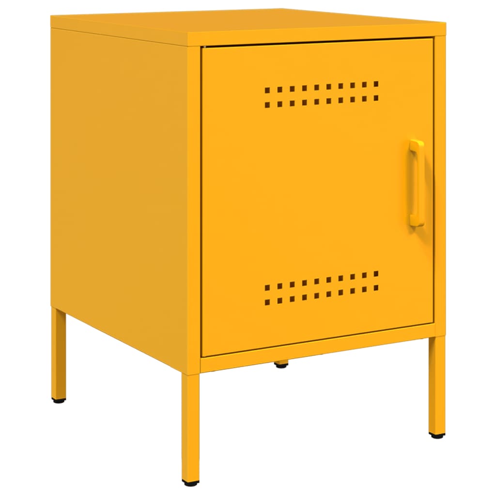 Table de chevet jaune moutarde 36x39x50,5 cm acier