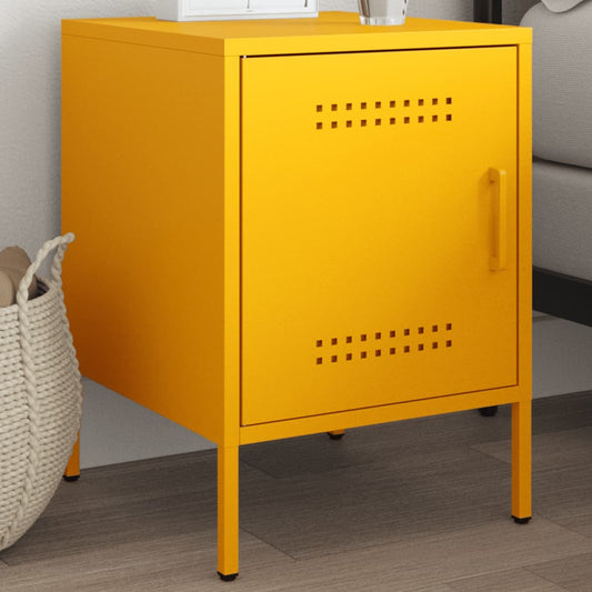 Table de chevet jaune moutarde 36x39x50,5 cm acier