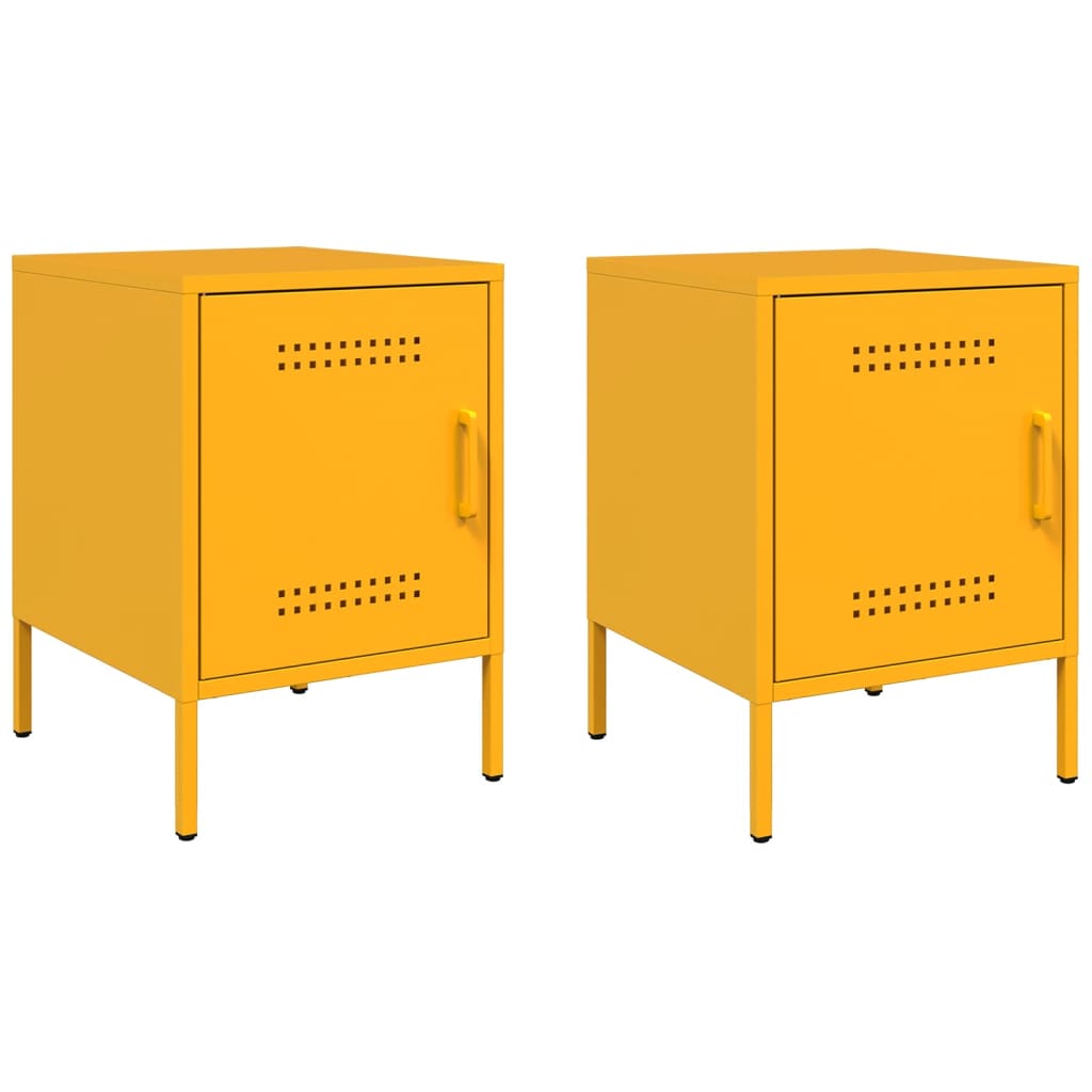 Tables de chevet 2 pcs jaune moutarde 36x39x50,5 cm acier