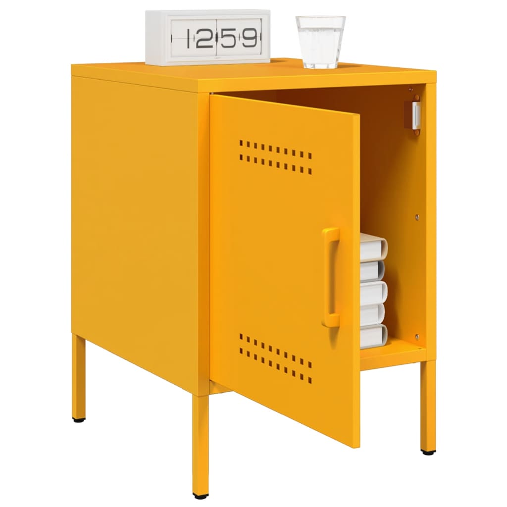 Tables de chevet 2 pcs jaune moutarde 36x39x50,5 cm acier