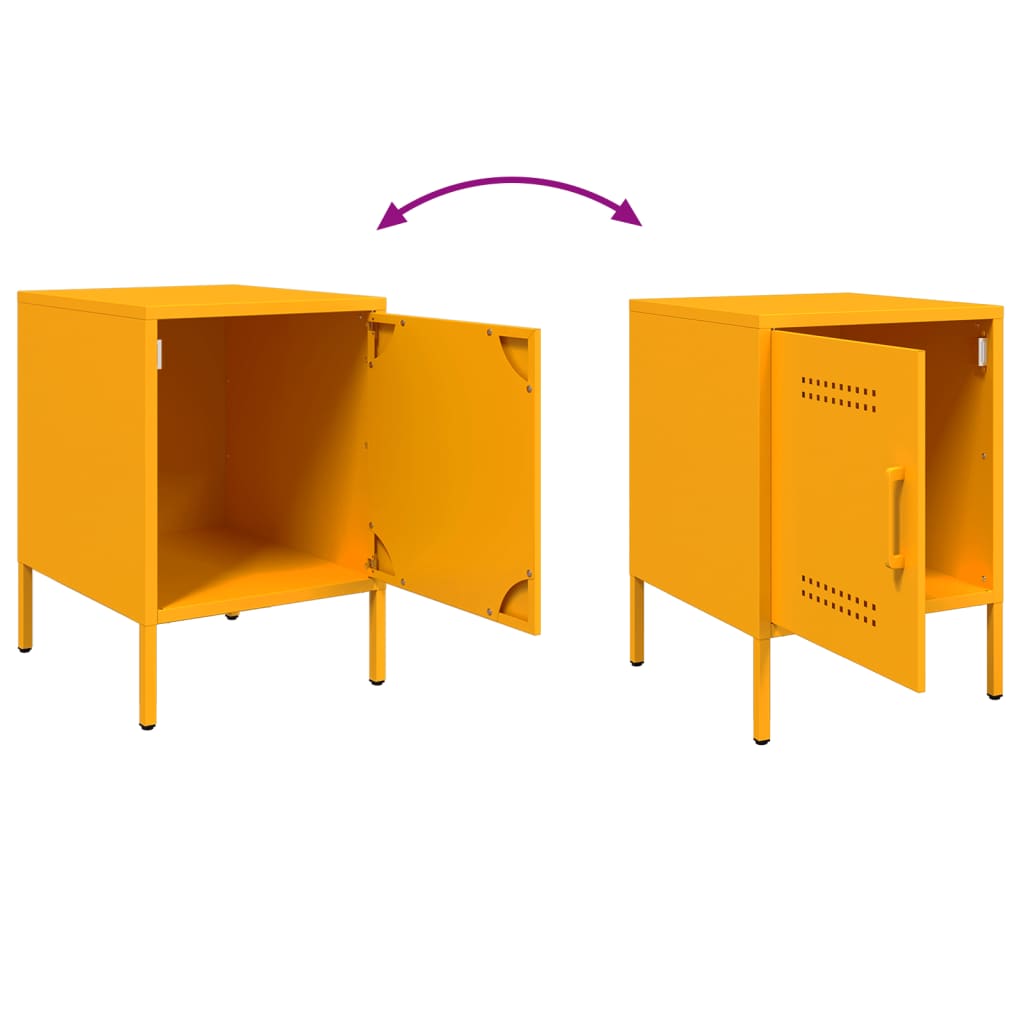 Tables de chevet 2 pcs jaune moutarde 36x39x50,5 cm acier