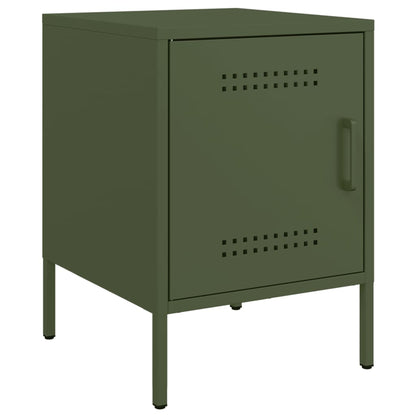 Table de chevet vert olive 36x39x50,5 cm acier