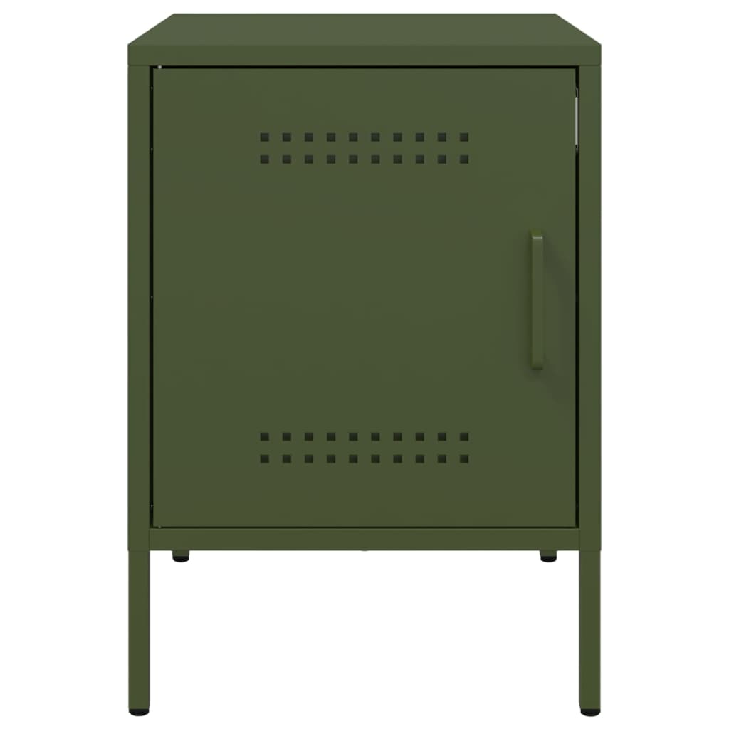 Table de chevet vert olive 36x39x50,5 cm acier