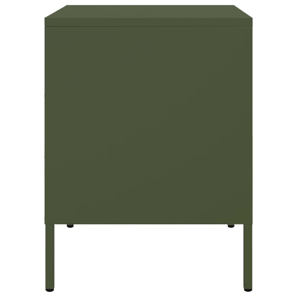 Table de chevet vert olive 36x39x50,5 cm acier