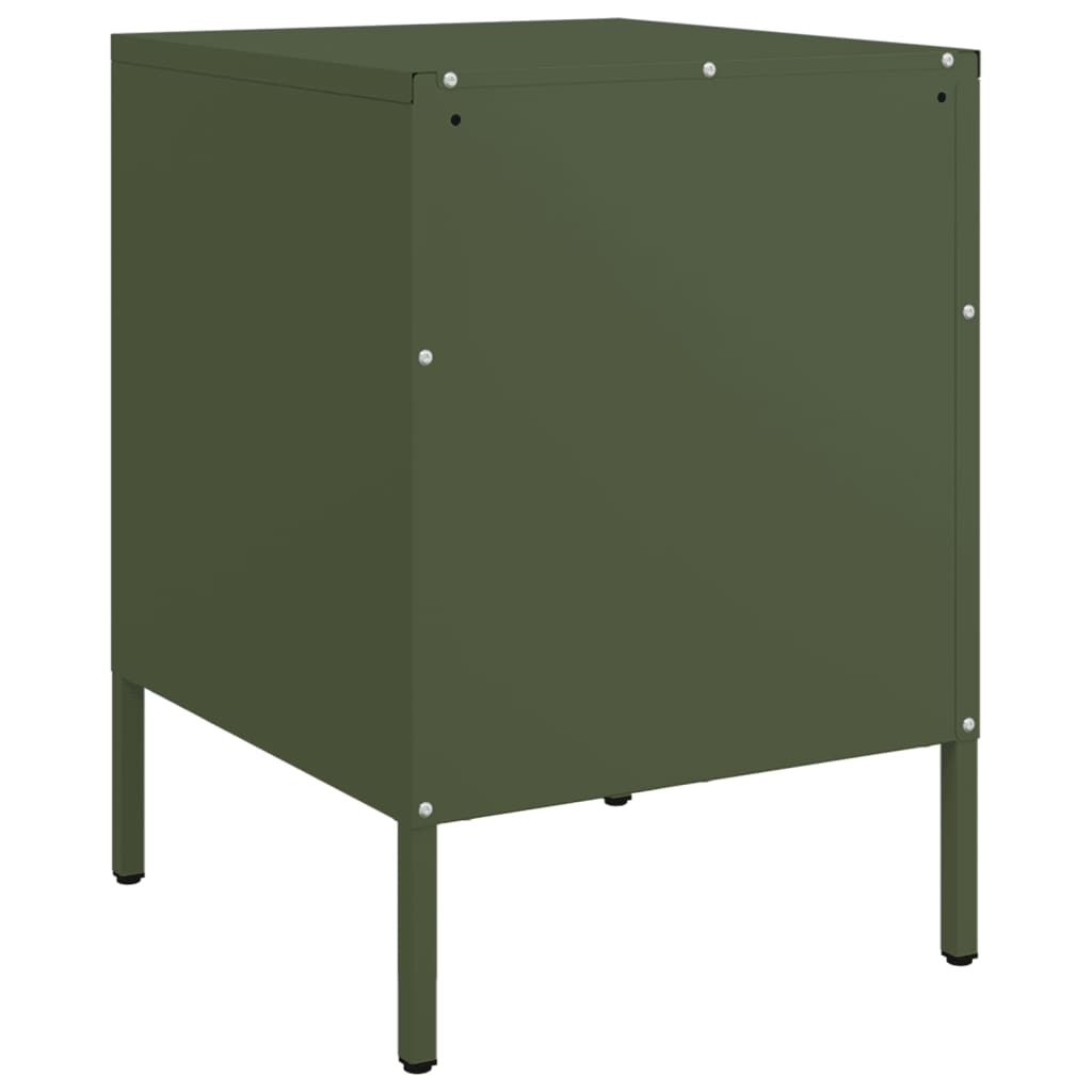 Table de chevet vert olive 36x39x50,5 cm acier