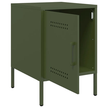 Table de chevet vert olive 36x39x50,5 cm acier