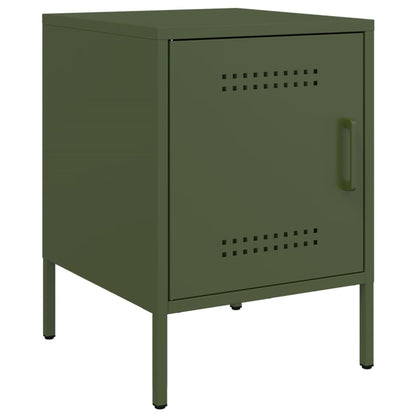 Tables de chevet 2 pcs vert olive 36x39x50,5 cm acier