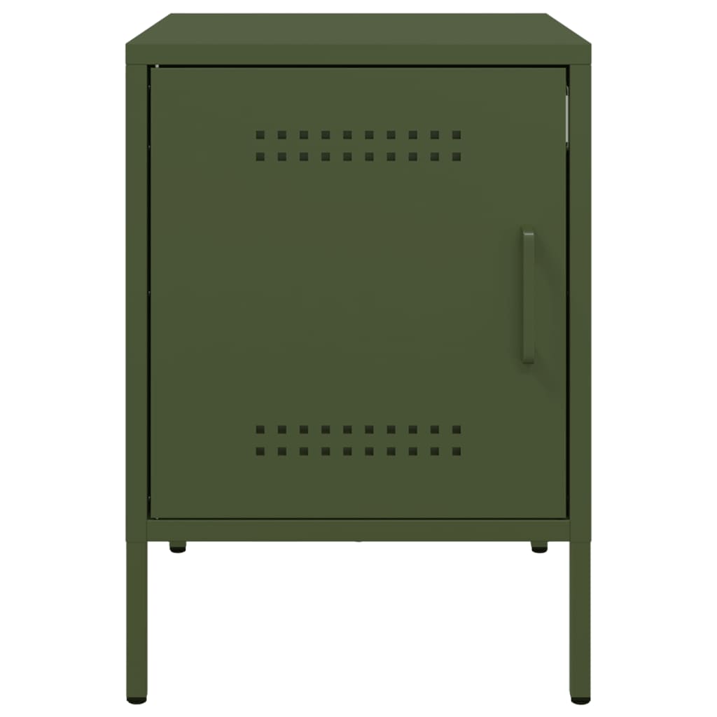 Tables de chevet 2 pcs vert olive 36x39x50,5 cm acier