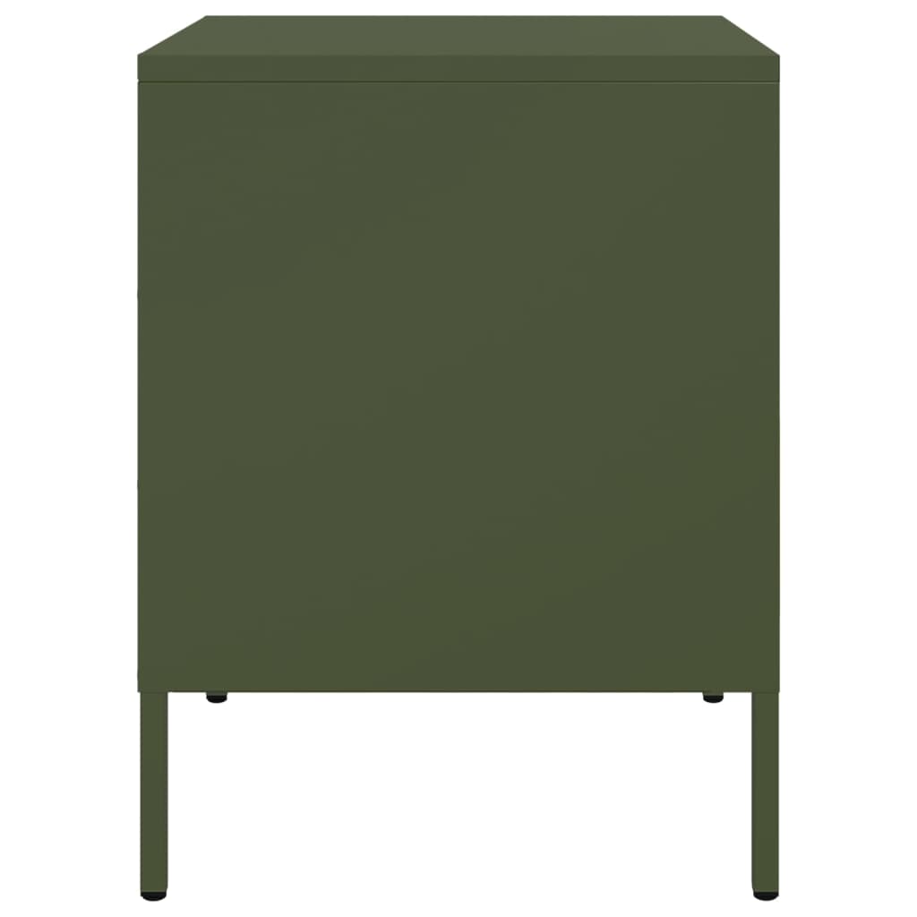 Tables de chevet 2 pcs vert olive 36x39x50,5 cm acier