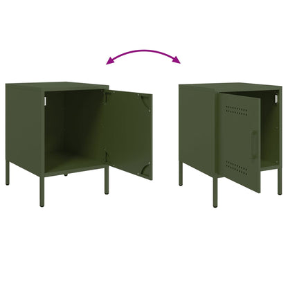 Tables de chevet 2 pcs vert olive 36x39x50,5 cm acier