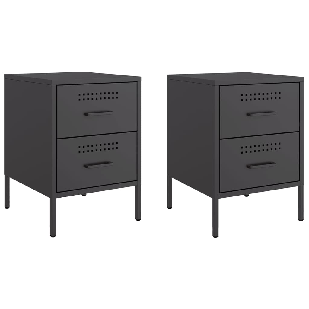 Tables de chevet 2 pcs noir 36x39x50,5 cm acier