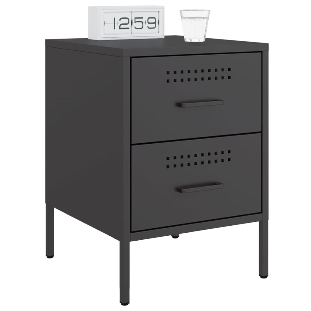 Tables de chevet 2 pcs noir 36x39x50,5 cm acier