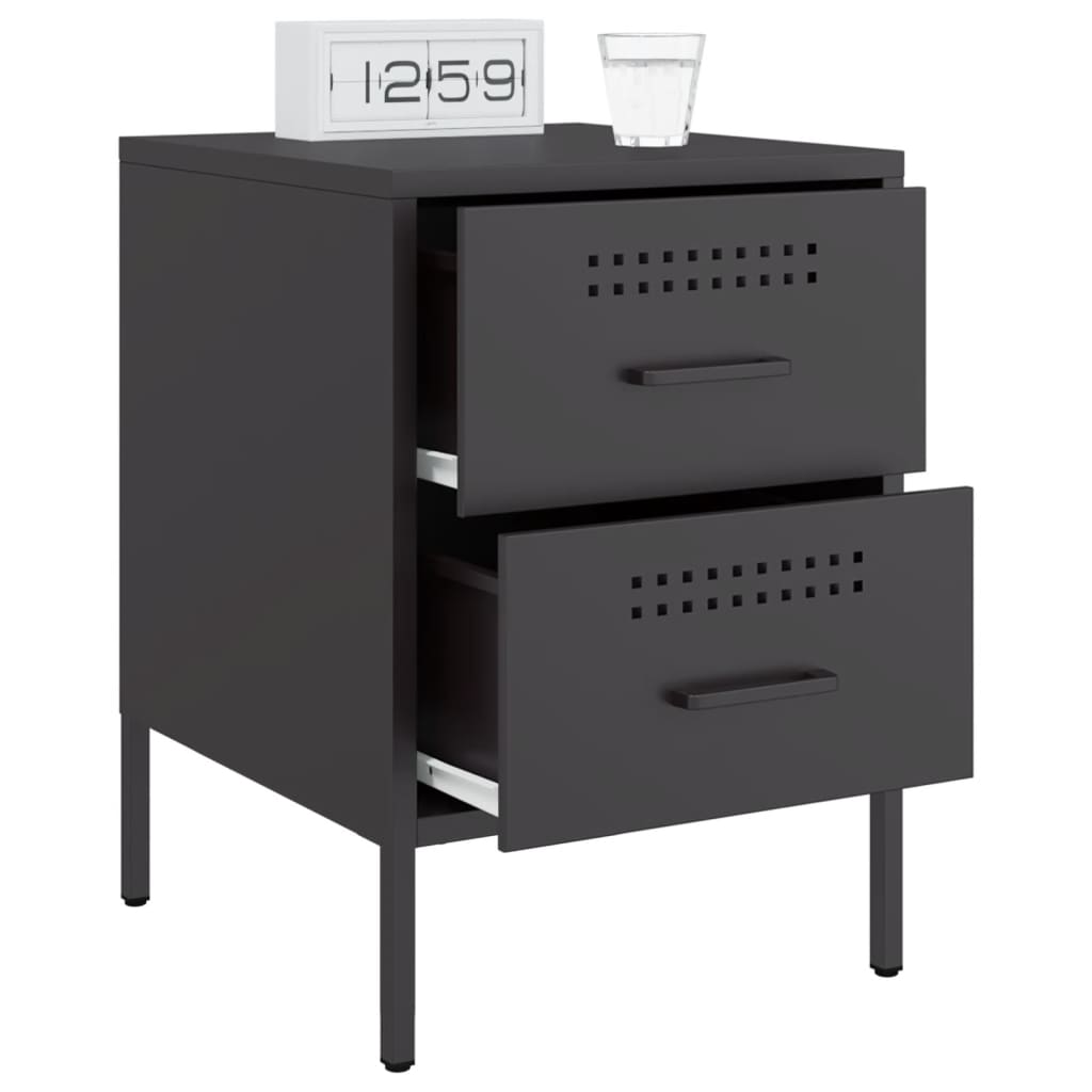 Tables de chevet 2 pcs noir 36x39x50,5 cm acier