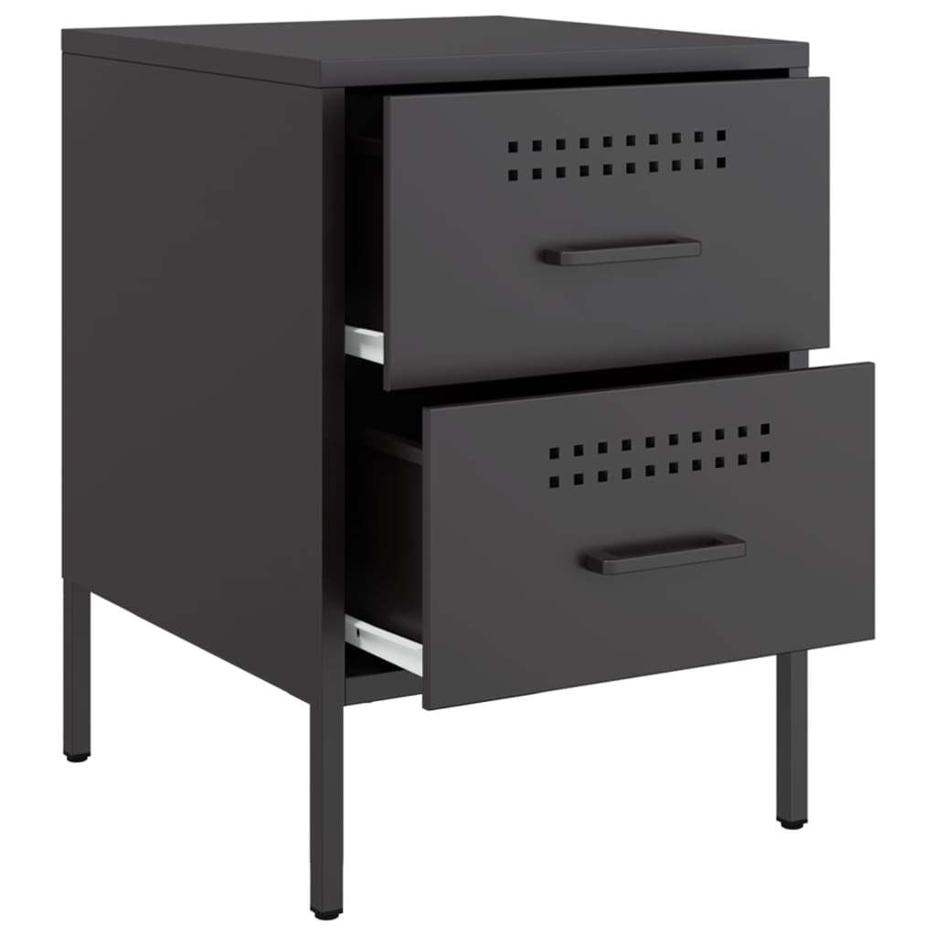 Tables de chevet 2 pcs noir 36x39x50,5 cm acier