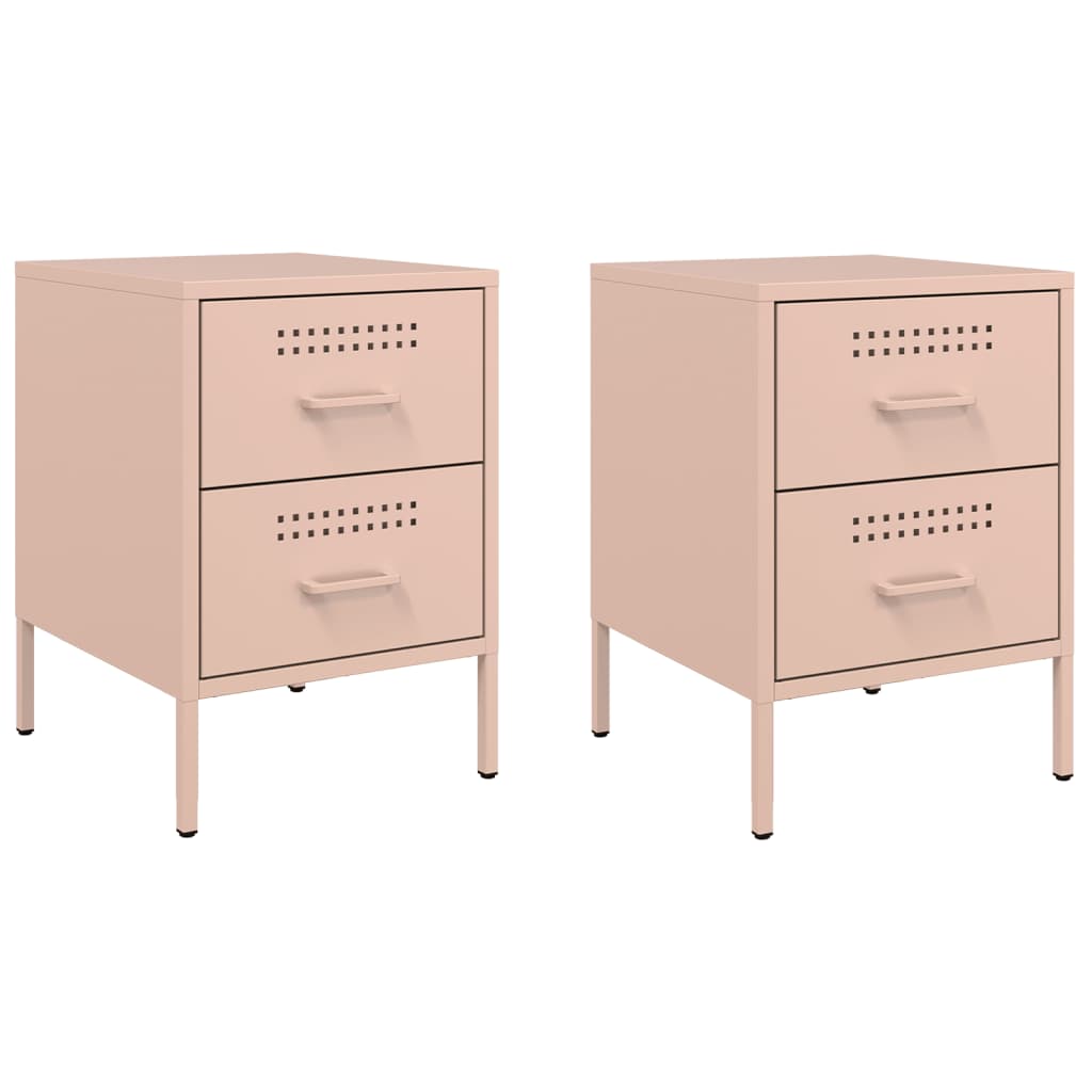 Tables de chevet 2 pcs rose 36x39x50,5 cm acier