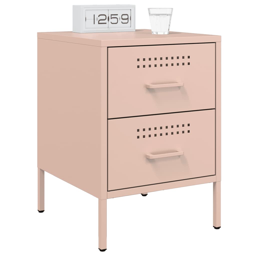 Tables de chevet 2 pcs rose 36x39x50,5 cm acier