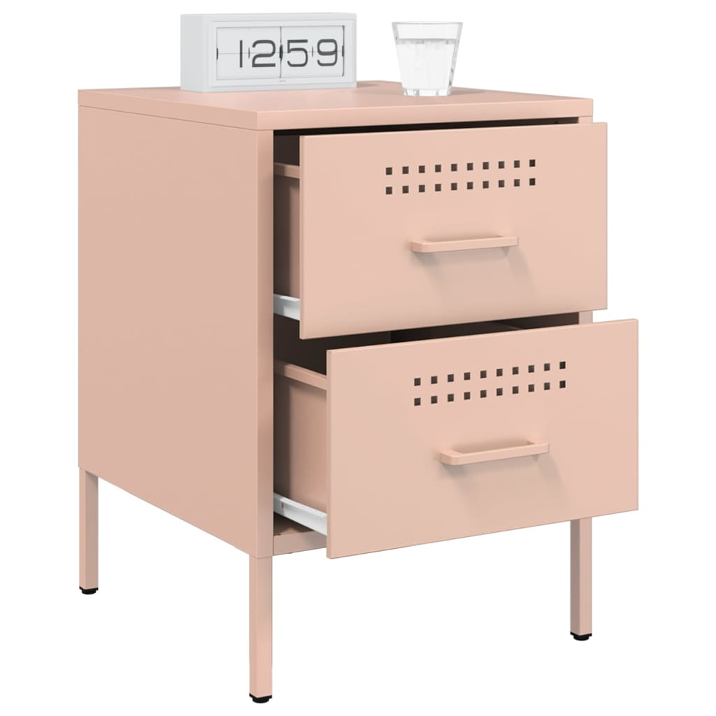 Tables de chevet 2 pcs rose 36x39x50,5 cm acier