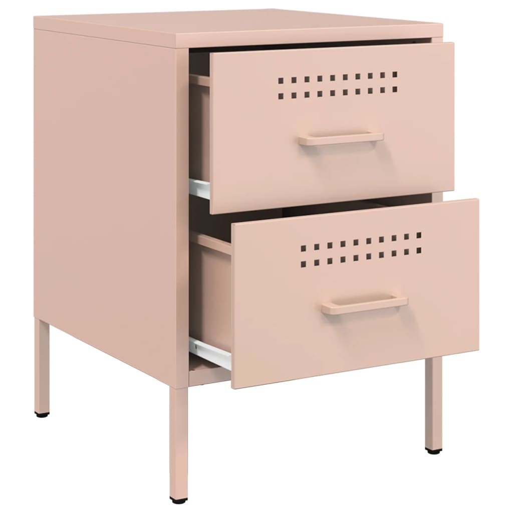 Tables de chevet 2 pcs rose 36x39x50,5 cm acier