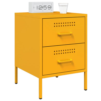 Table de chevet jaune moutarde 36x39x50,5 cm acier