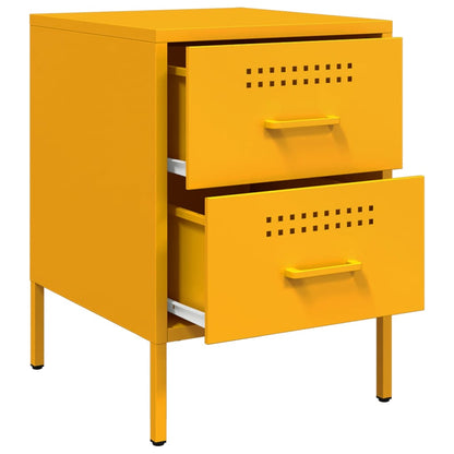 Table de chevet jaune moutarde 36x39x50,5 cm acier