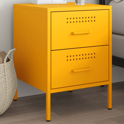 Table de chevet jaune moutarde 36x39x50,5 cm acier