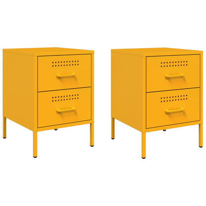 Tables de chevet 2 pcs jaune moutarde 36x39x50,5 cm acier