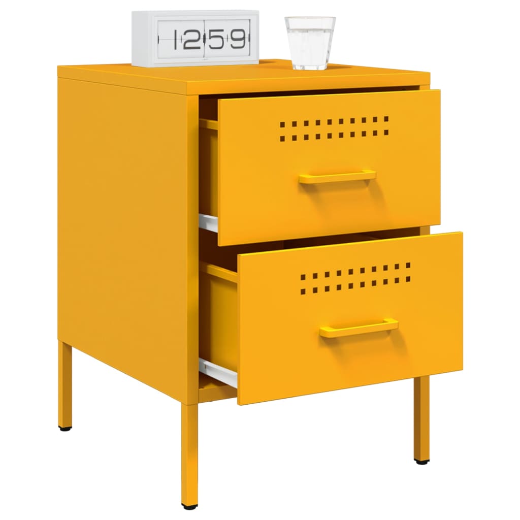 Tables de chevet 2 pcs jaune moutarde 36x39x50,5 cm acier