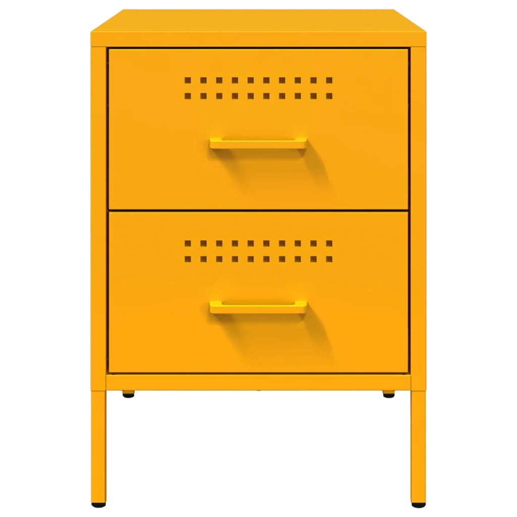 Tables de chevet 2 pcs jaune moutarde 36x39x50,5 cm acier