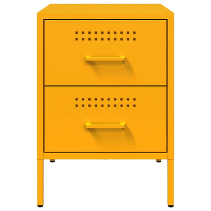 Tables de chevet 2 pcs jaune moutarde 36x39x50,5 cm acier