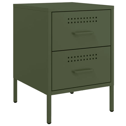 Table de chevet vert olive 36x39x50,5 cm acier