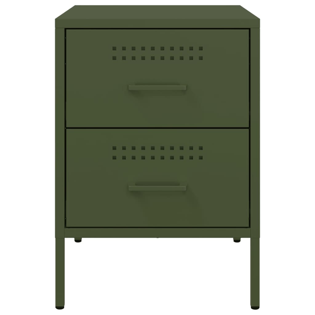 Table de chevet vert olive 36x39x50,5 cm acier