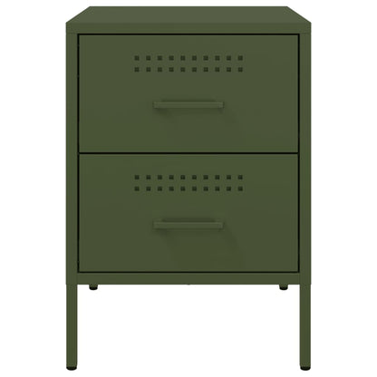 Table de chevet vert olive 36x39x50,5 cm acier