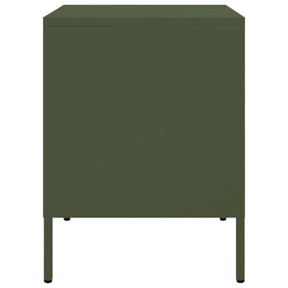 Table de chevet vert olive 36x39x50,5 cm acier