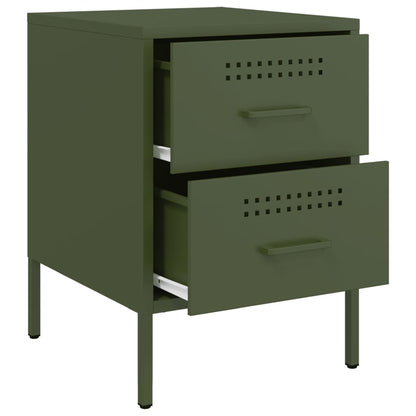 Table de chevet vert olive 36x39x50,5 cm acier