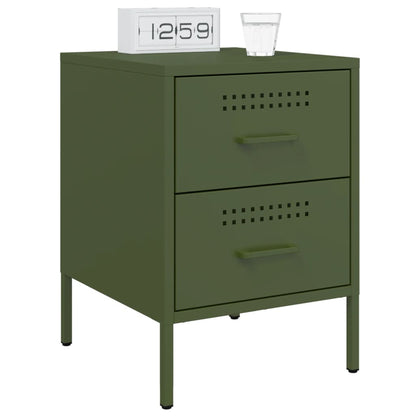 Tables de chevet 2 pcs vert olive 36x39x50,5 cm acier