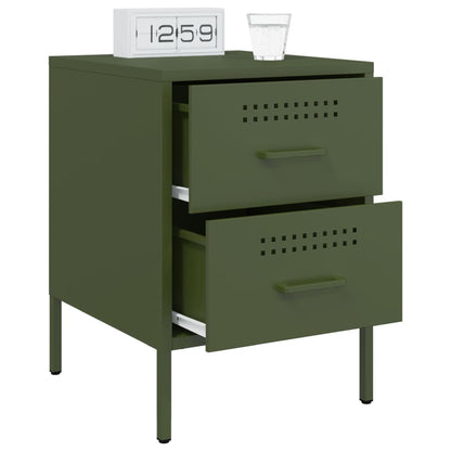 Tables de chevet 2 pcs vert olive 36x39x50,5 cm acier