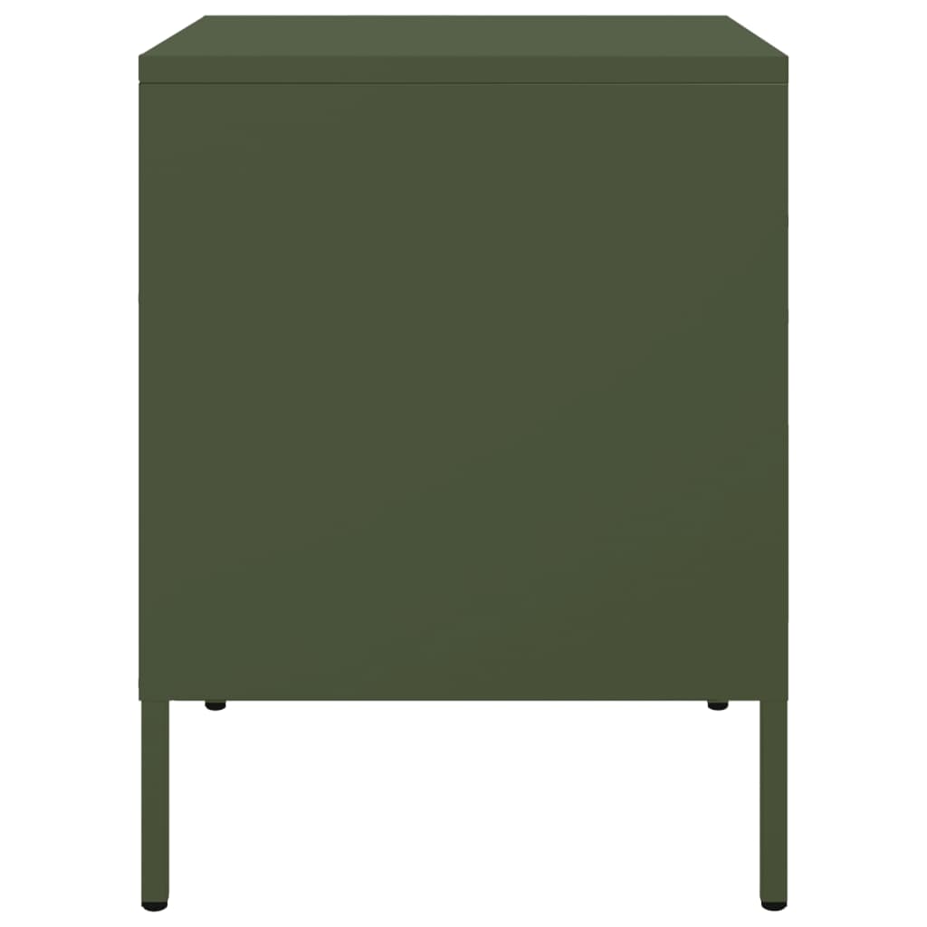 Tables de chevet 2 pcs vert olive 36x39x50,5 cm acier