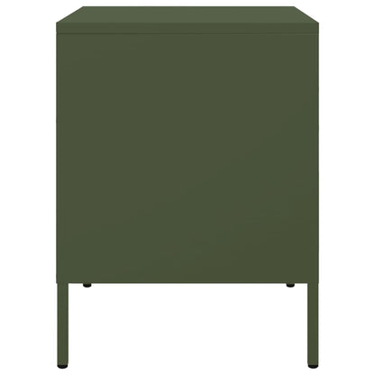 Tables de chevet 2 pcs vert olive 36x39x50,5 cm acier