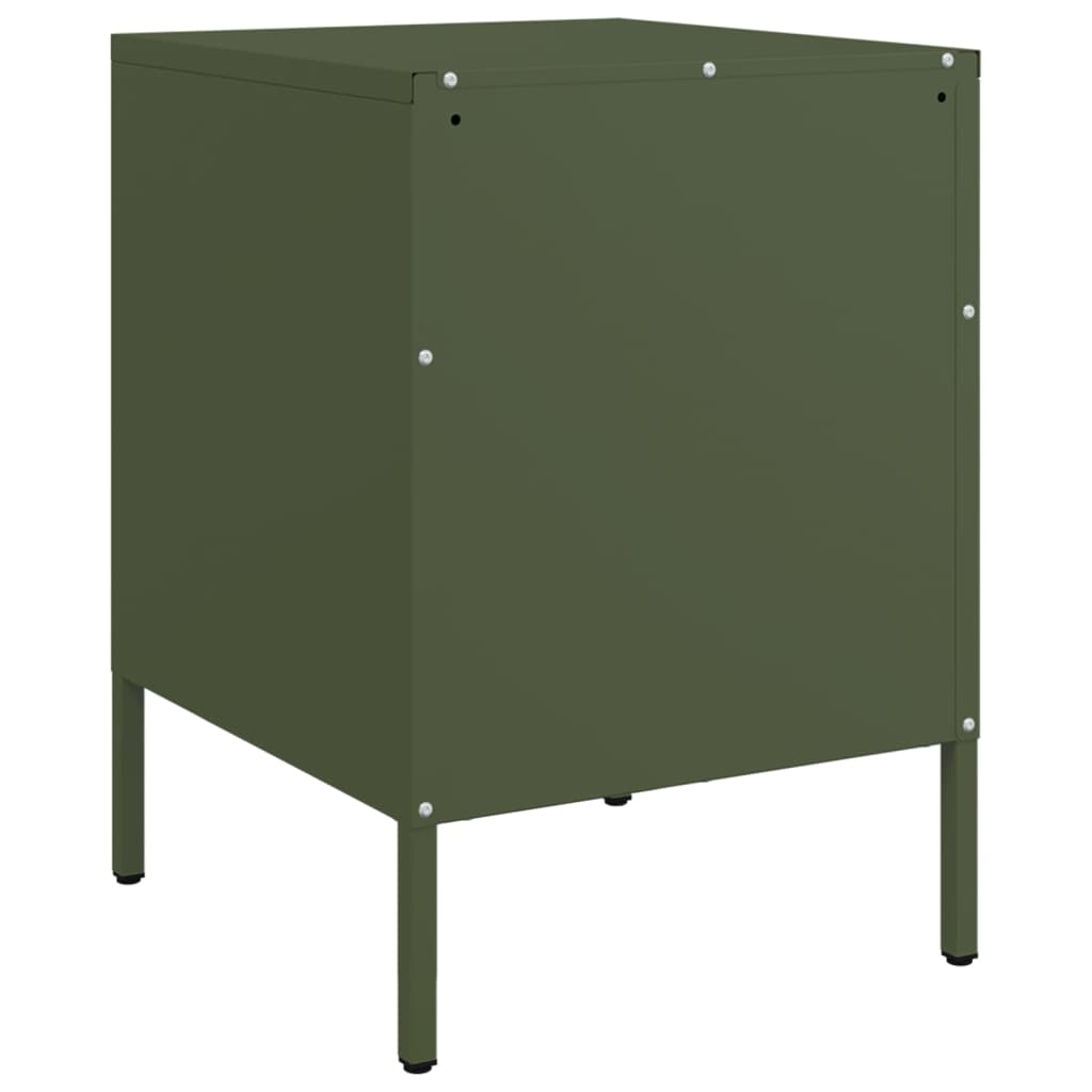 Tables de chevet 2 pcs vert olive 36x39x50,5 cm acier