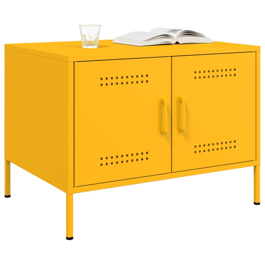 Table basse jaune moutarde 68x50x50,5 cm acier