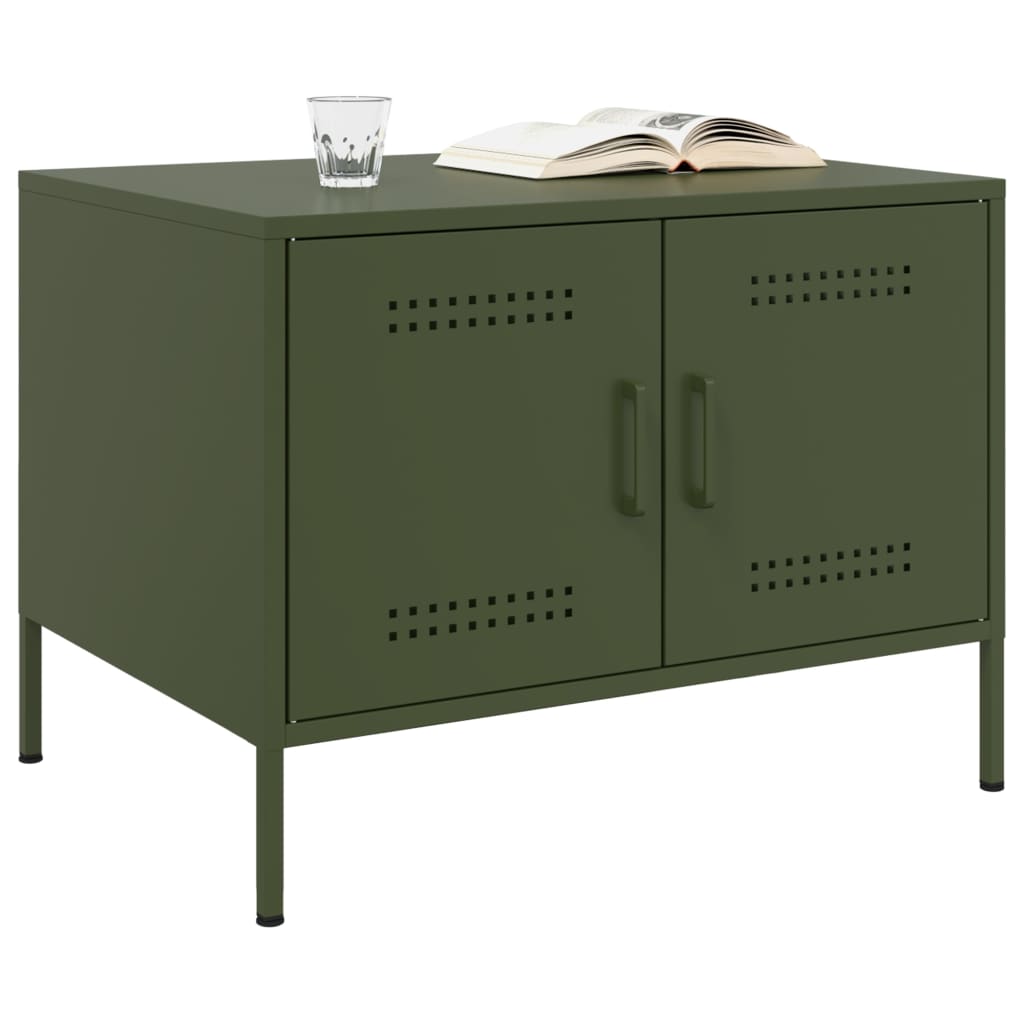 Table basse vert olive 68x50x50,5 cm acier