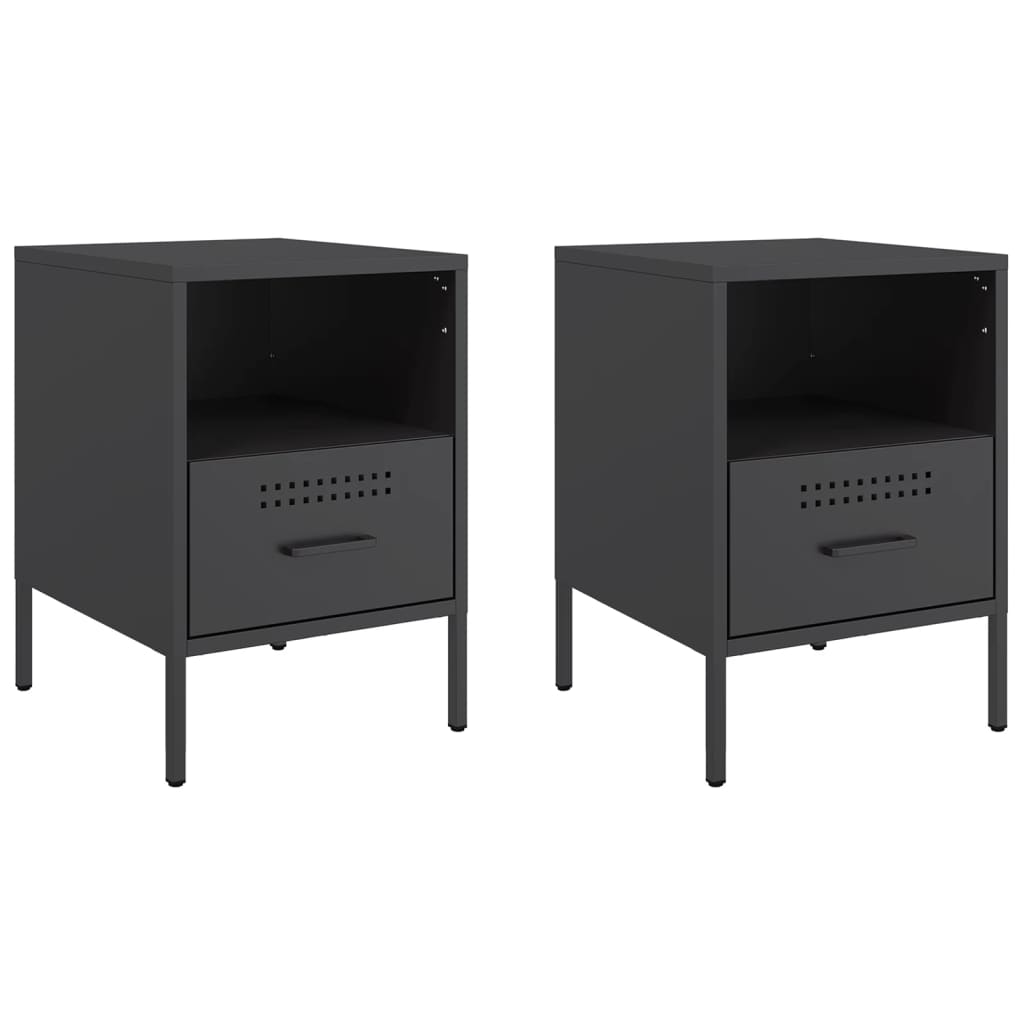 Tables de chevet 2 pcs noir 36x39x50,5 cm acier