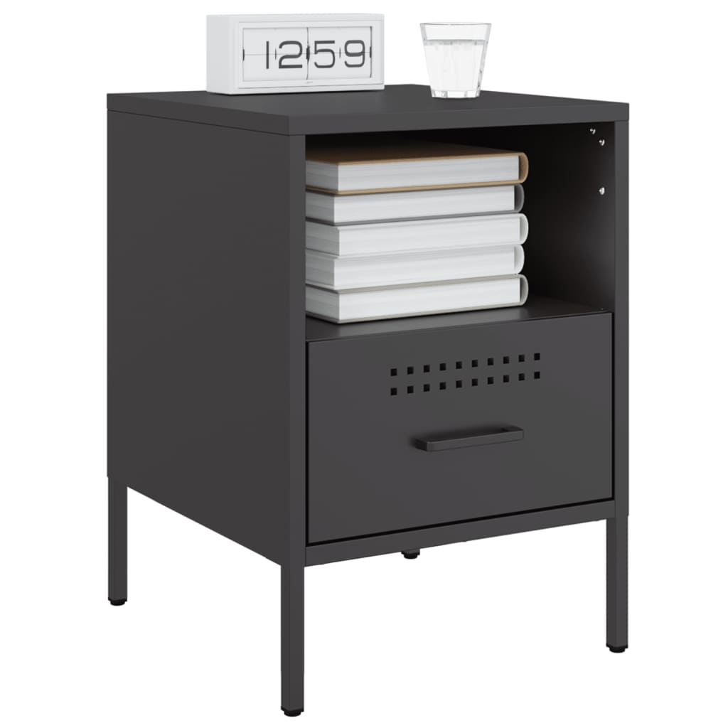 Tables de chevet 2 pcs noir 36x39x50,5 cm acier